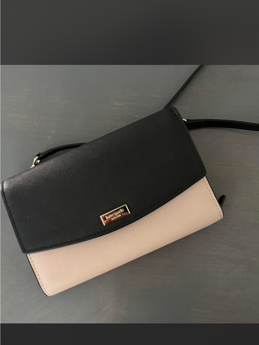kate spade Black and Cream Two-Tone Flap Crossbody